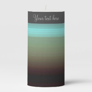 Easy Edit Elegant Script Casual Ombre Teal Brown Pillar Candle