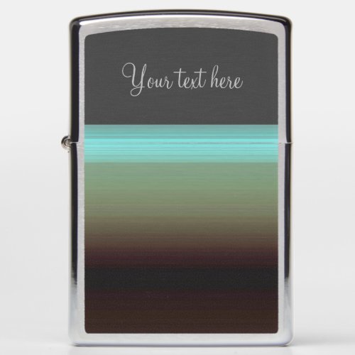 Easy Edit Elegant Script Casual Ombre Teal Brown Zippo Lighter