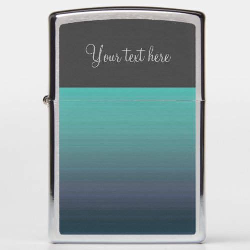 Easy Edit Elegant Script Casual Ombre Teal Grey Zippo Lighter