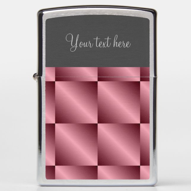 Easy Edit Mauve Blush Pink Blended Quilt Squares Zippo Lighter (Front)