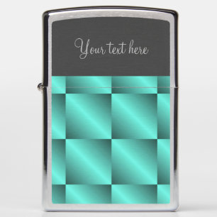 Easy Edit Teal Aqua Mint Ombre Quilt Squares Zippo Lighter