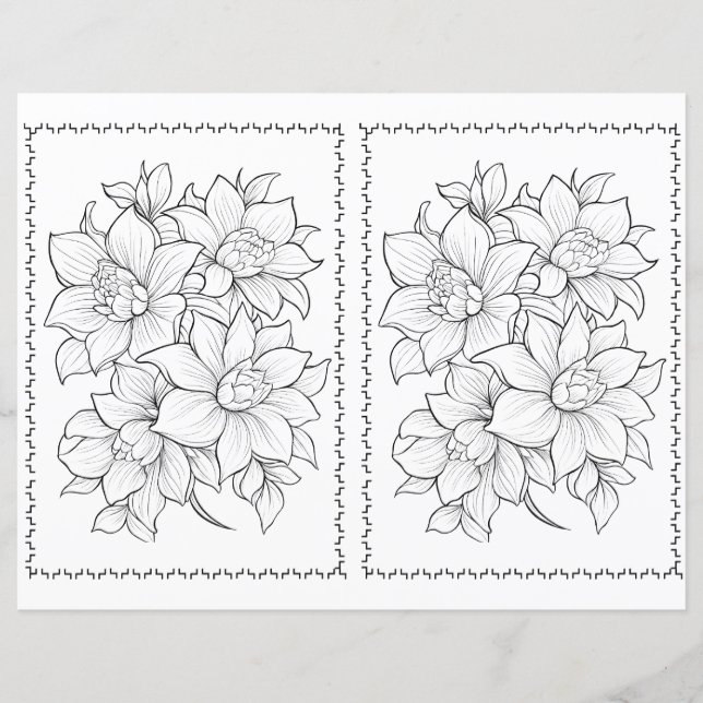 Easy Elegant Floral Coloring Page  (Front)