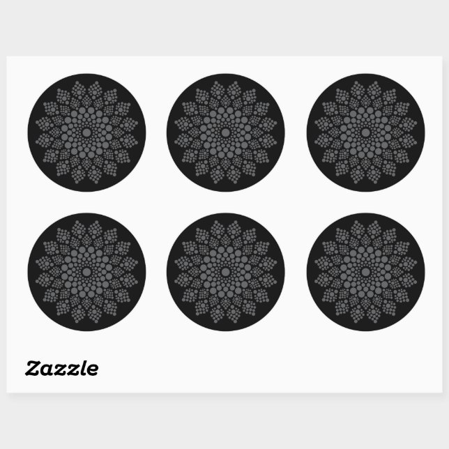 Easy Fun Floral Dot Mandala Template  Classic Round Sticker (Sheet)