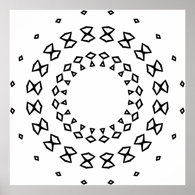 Easy Geometric Mandala Coloring Page Design Poster (Front)
