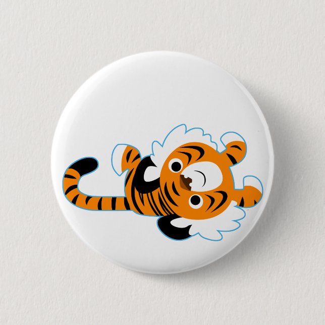 Easy-Going Cute Cartoon Tiger Button Badge (Front)