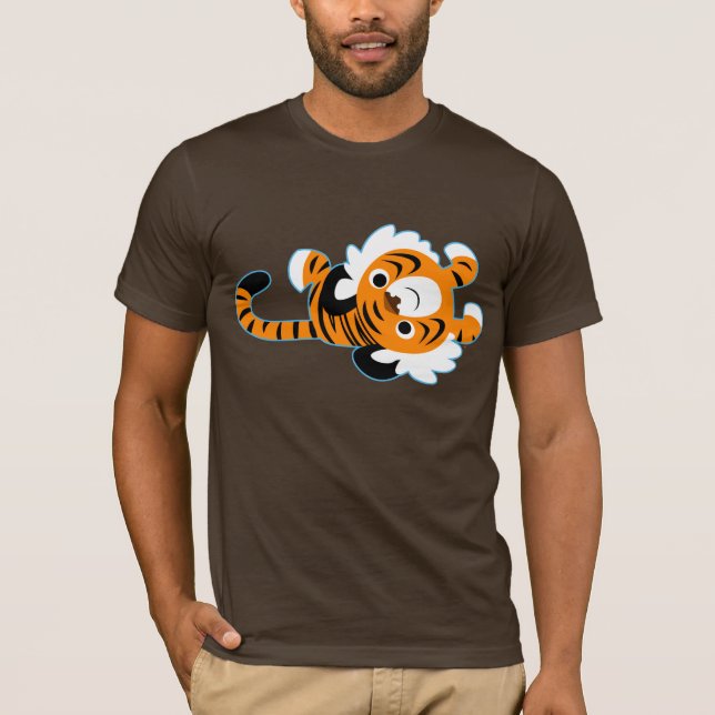 Easy-Going Cute Cartoon Tiger T-Shirt (Front)