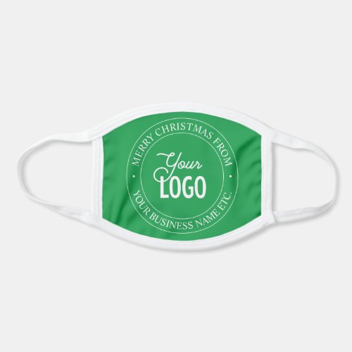 Easy Logo Replacement Custom Text  Green  White Face Mask