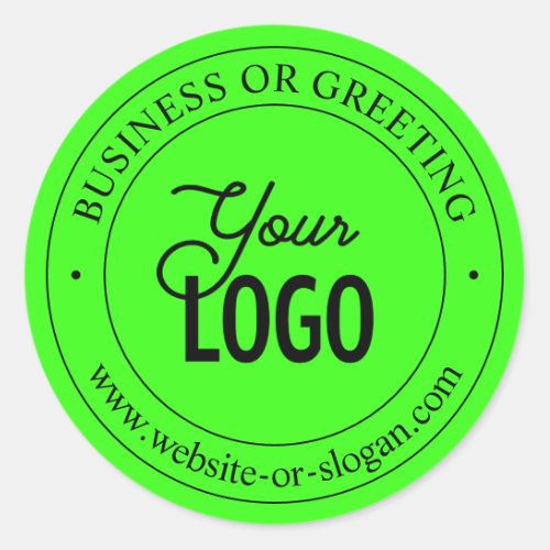 Easy Logo Replacement  Custom Text  Neon Green Classic Round Sticker