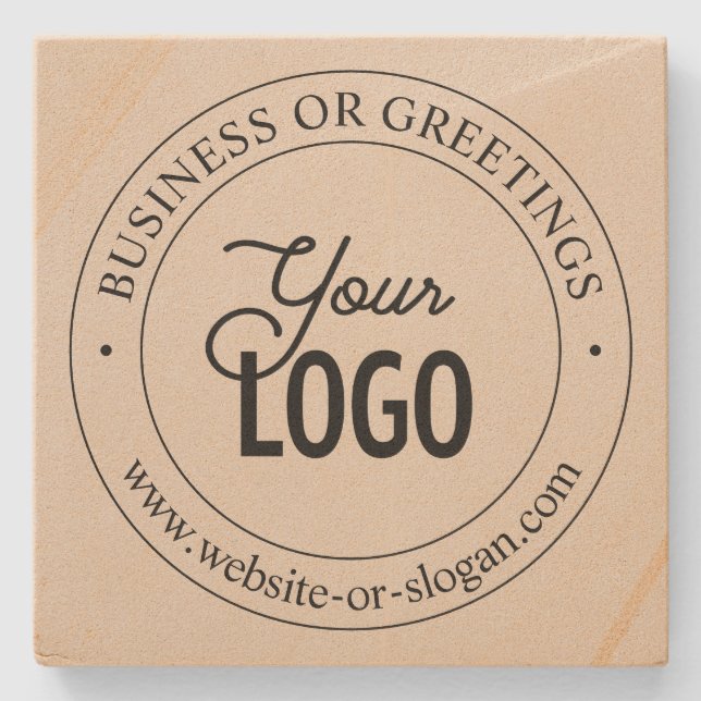 Easy Logo Replacement & Customizable Text | Almond Stone Coaster (Front)