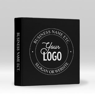 Easy Logo Replacement & Customizable Text Black 3 Ring Binder