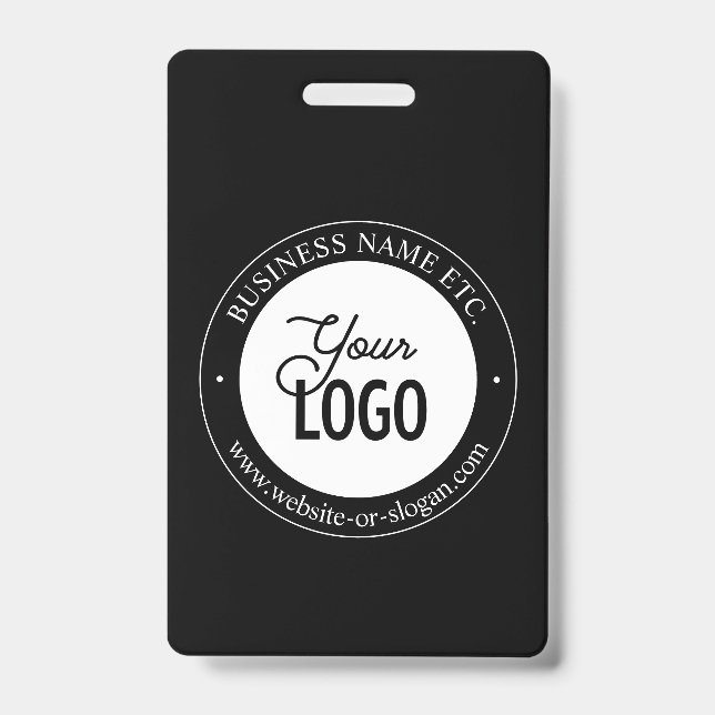 Easy Logo Replacement & Customizable Text | Black  Badge (Front)