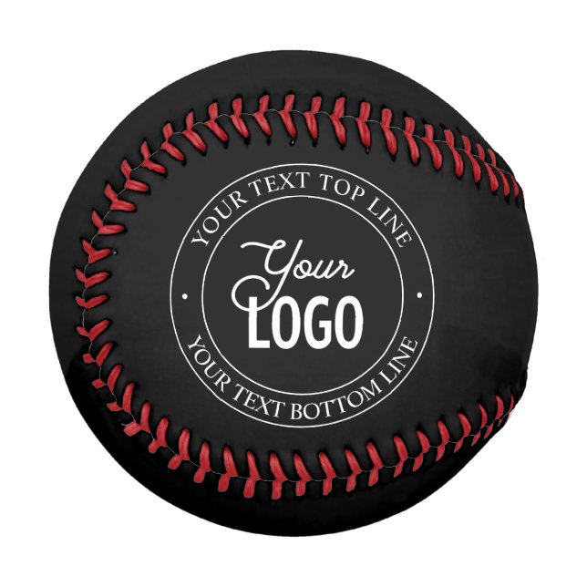 Easy Logo Replacement & Customizable Text | Black Baseball (Front Left)