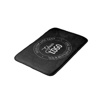 Easy Logo Replacement & Customizable Text | Black Bath Mat | Zazzle