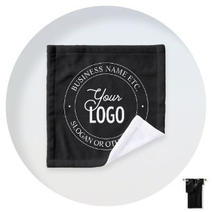 Easy Logo Replacement & Customizable Text Black Bath Towel Set
