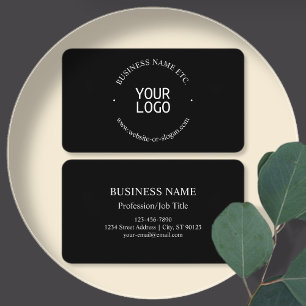 Easy Logo Replacement & Customizable Text   Black Business Card