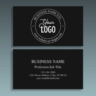 Easy Logo Replacement & Customizable Text Black Business Card