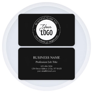 Easy Logo Replacement & Customizable Text Black Business Card