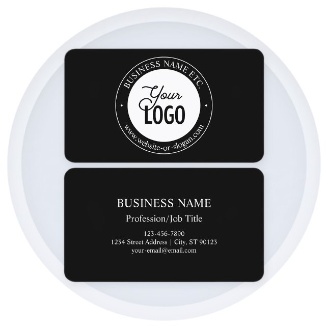 Easy Logo Replacement & Customizable Text | Black Business Card (Creator Uploaded)