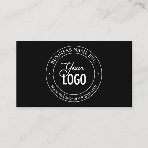 Easy Logo Replacement  Customizable Text  Black Business Card
