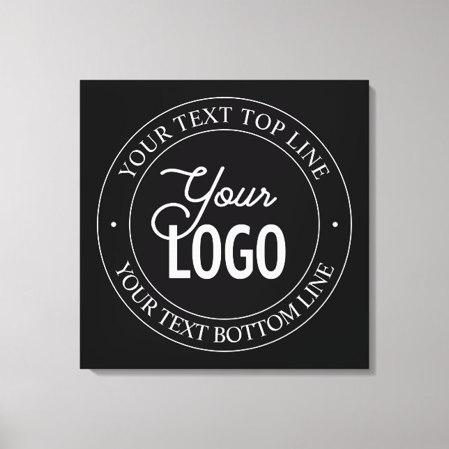 Easy Logo Replacement & Customizable Text | Black Canvas Print (Front)