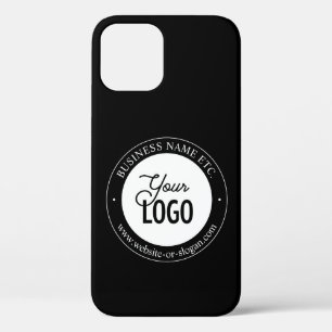 Easy Logo Replacement & Customizable Text   Black  iPhone 12 Case
