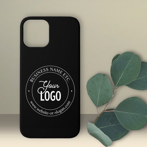 Easy Logo Replacement  Customizable Text  Black iPhone 12 Case
