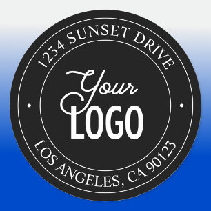 Easy Logo Replacement & Customizable Text Black Classic Round Sticker