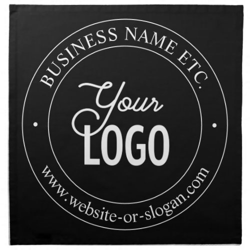 Easy Logo Replacement  Customizable Text  Black Cloth Napkin
