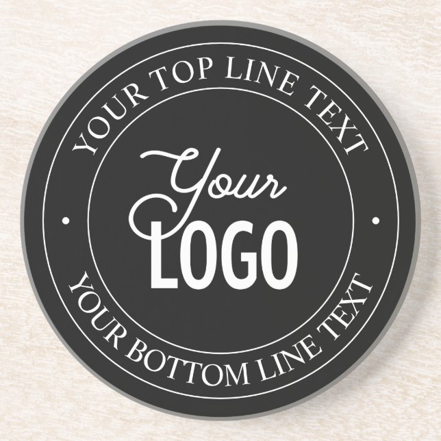 Easy Logo Replacement & Customizable Text | Black Coaster (Front)