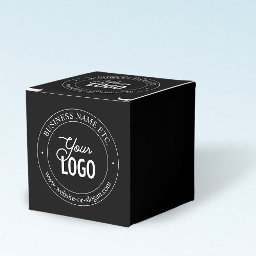 Easy Logo Replacement  Customizable Text  Black Favor Boxes