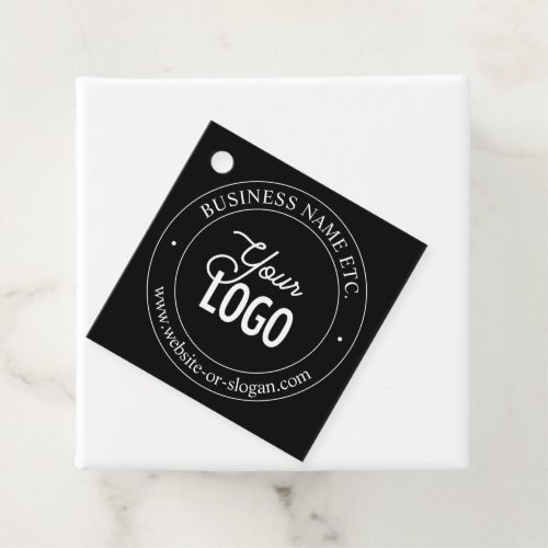 Easy Logo Replacement  Customizable Text  Black Favor Tags