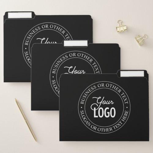 Easy Logo Replacement  Customizable Text  Black File Folder
