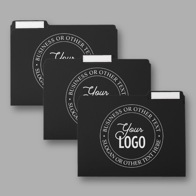 Easy Logo Replacement & Customizable Text | Black File Folder (Creator Uploaded)