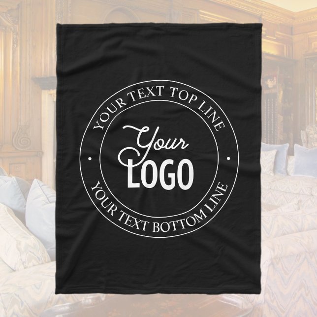 Easy Logo Replacement & Customizable Text | Black Fleece Blanket (Creator Uploaded)