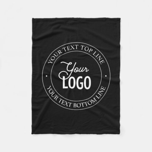 Easy Logo Replacement  Customizable Text  Black Fleece Blanket