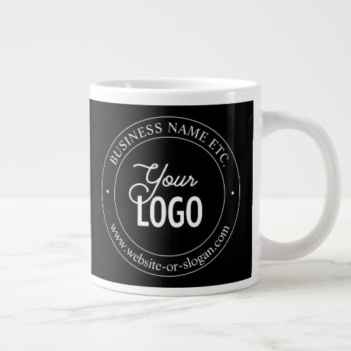 Easy Logo Replacement  Customizable Text  Black Giant Coffee Mug