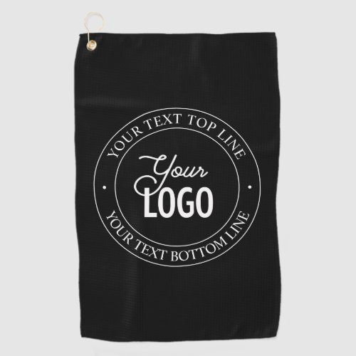 Easy Logo Replacement  Customizable Text  Black Golf Towel