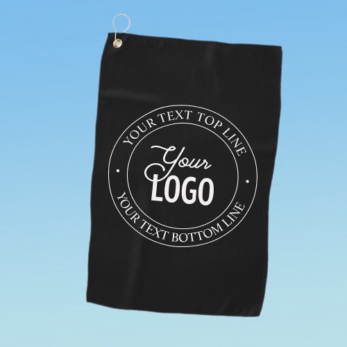 Easy Logo Replacement  Customizable Text  Black Golf Towel