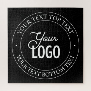 Easy Logo Replacement & Customizable Text Black Jigsaw Puzzle