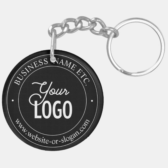Easy Logo Replacement & Customizable Text | Black Keychain (Back Left)