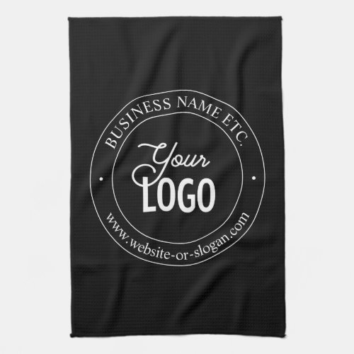 Easy Logo Replacement  Customizable Text  Black Kitchen Towel