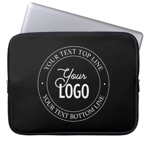 Easy Logo Replacement  Customizable Text  Black Laptop Sleeve