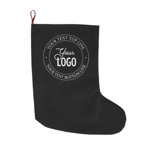 Easy Logo Replacement  Customizable Text  Black Large Christmas Stocking