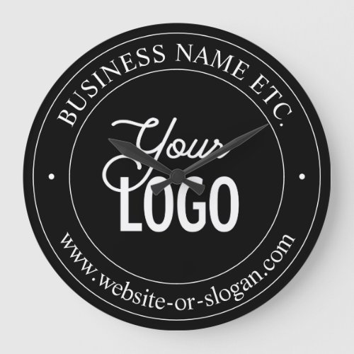 Easy Logo Replacement  Customizable Text  Black Large Clock