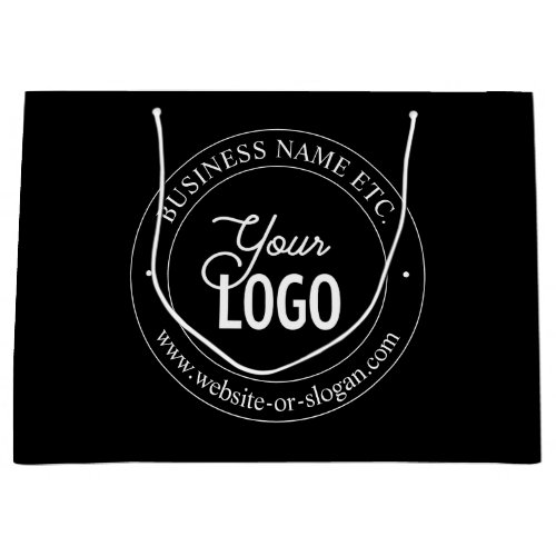 Easy Logo Replacement  Customizable Text  Black Large Gift Bag