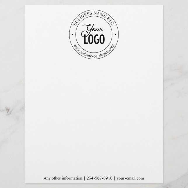 Easy Logo Replacement & Customizable Text | Black Letterhead (Front)