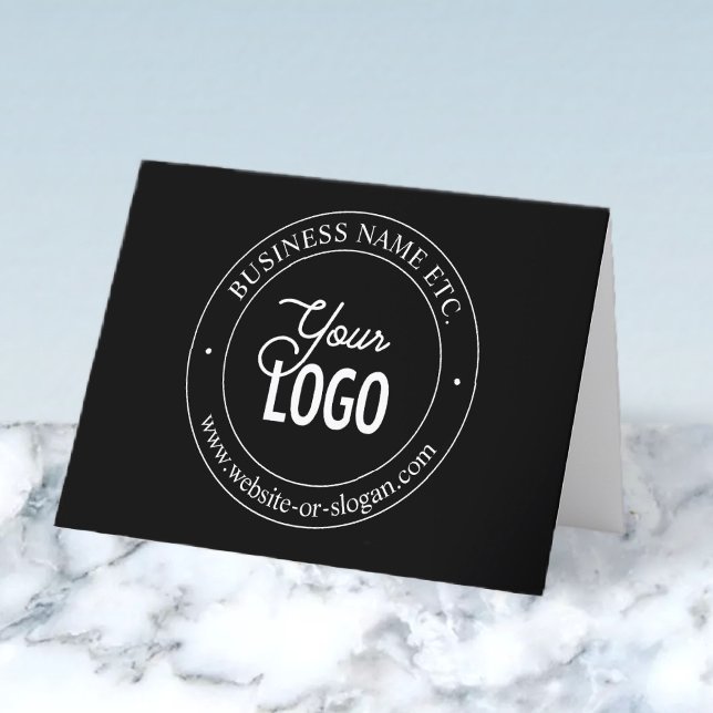 Easy Logo Replacement & Customizable Text | Black Letterpress Thank You Card (Creator Uploaded)