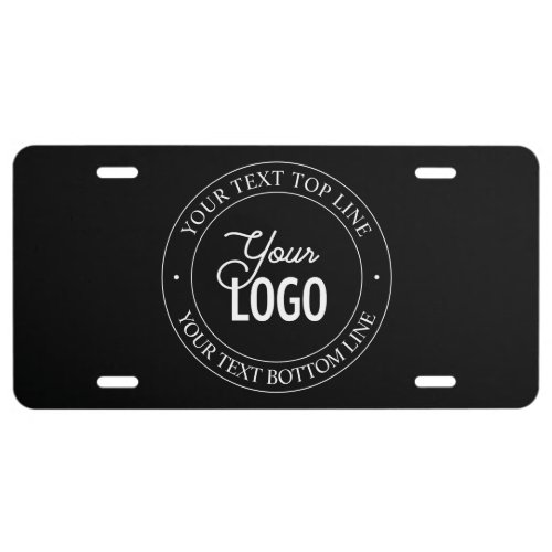 Easy Logo Replacement  Customizable Text  Black License Plate