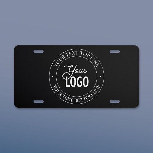 Easy Logo Replacement  Customizable Text  Black License Plate