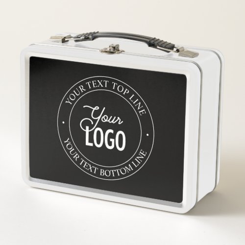 Easy Logo Replacement  Customizable Text  Black Metal Lunch Box